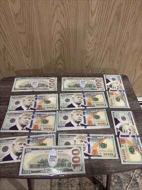 Novelty Trump $100 Bill Set -   11 pcs Blue & Green